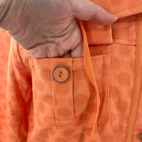 Laura Ashley Orange Polka Dot 3/4 Sleeve Cotton Colorful Zip Jacket Plus 14 - Picture 4 of 13